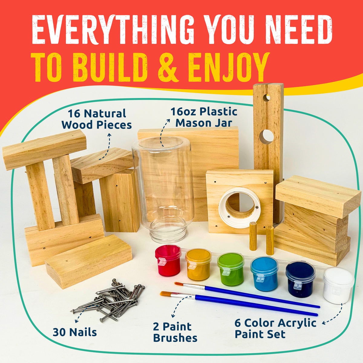 Candy Dispenser Woodworking Kit for Kids – Build, Paint & Fill with Candy | Ages 6+