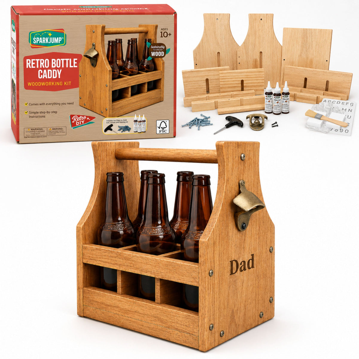 Retro Bottle Caddy Woodworking Kit